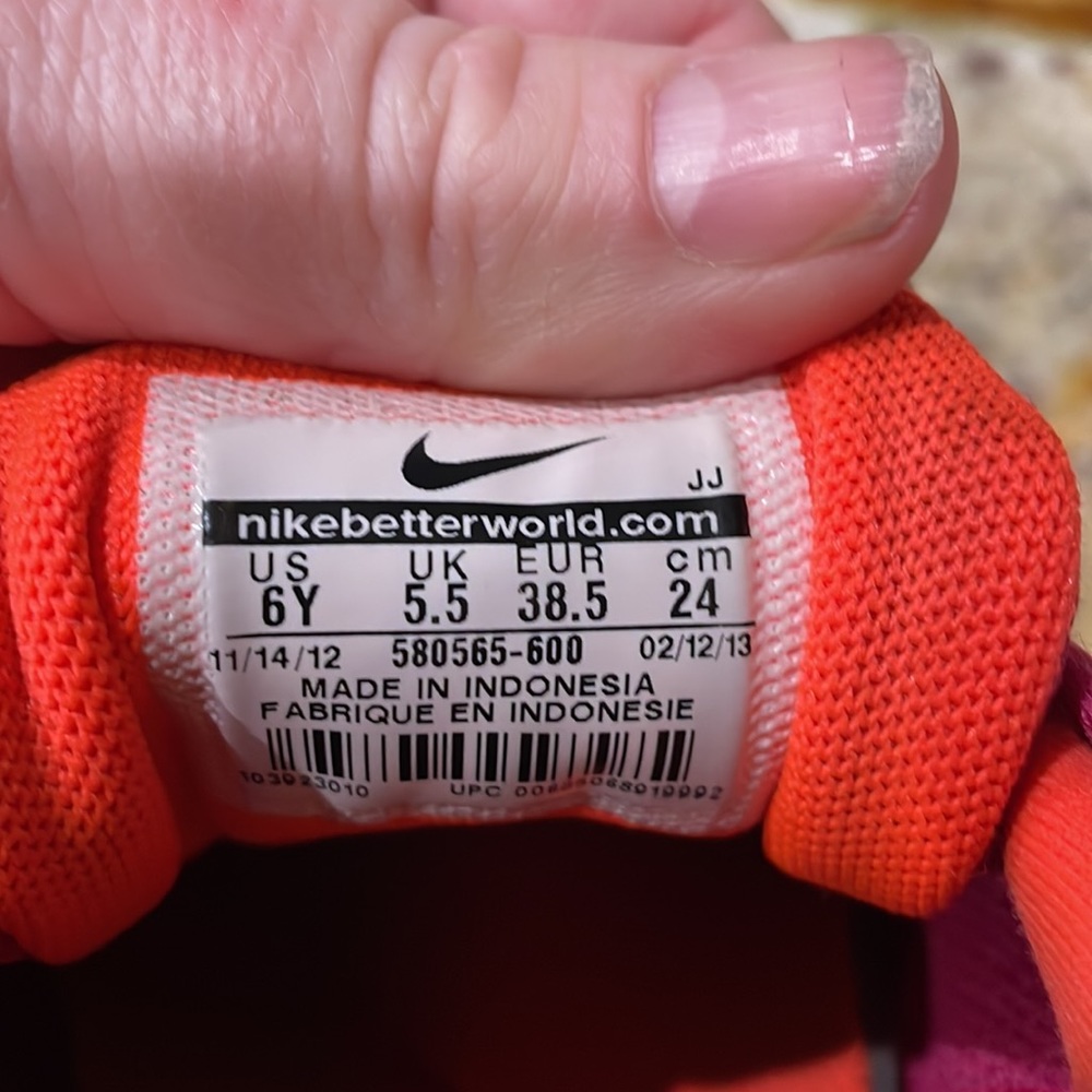 Nike Girls size 6Y Nike Free 5.0 shoe in dark pink and Orange womens size 7.5 - Picture 7 of 7